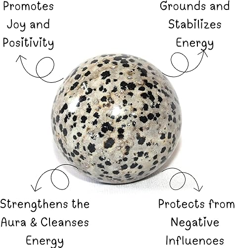 Miniatura 3 de Jaspe de dálmata azabache de 45 a 1.969 in, esfera esférica tallada a mano, cristal tallado a mano, curación, enfoque devocional, chakras