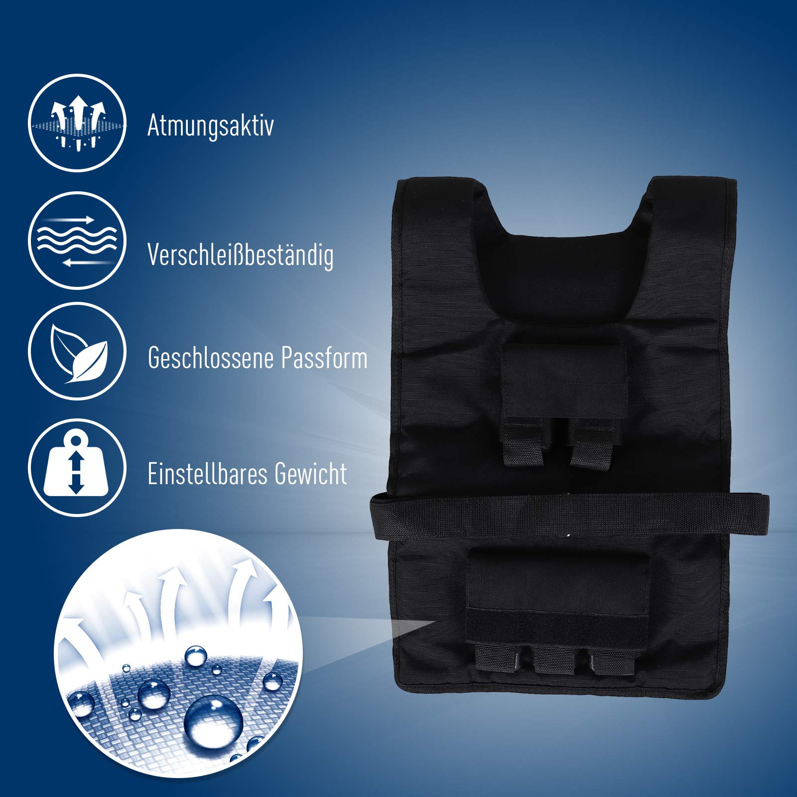 HOMCOM gilet di peso 15 KG / 20 KG / 30 KG gilet di allenamento regolabile con pesi rimovibili gilet da corsa donne uomini per la costruzione muscolare allenamento della forza, corsa, fitness, cross