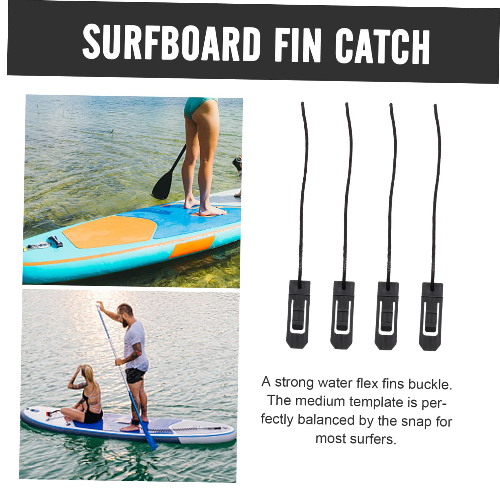 BESTonZON 2sets Canoe Surfboard Fin Fastener Durable Fin Fixing Buckle for Stable Pivoting and Tight Turns Essential Boat Base Parts for Kayaking and Surfing Activities 4pcs*2