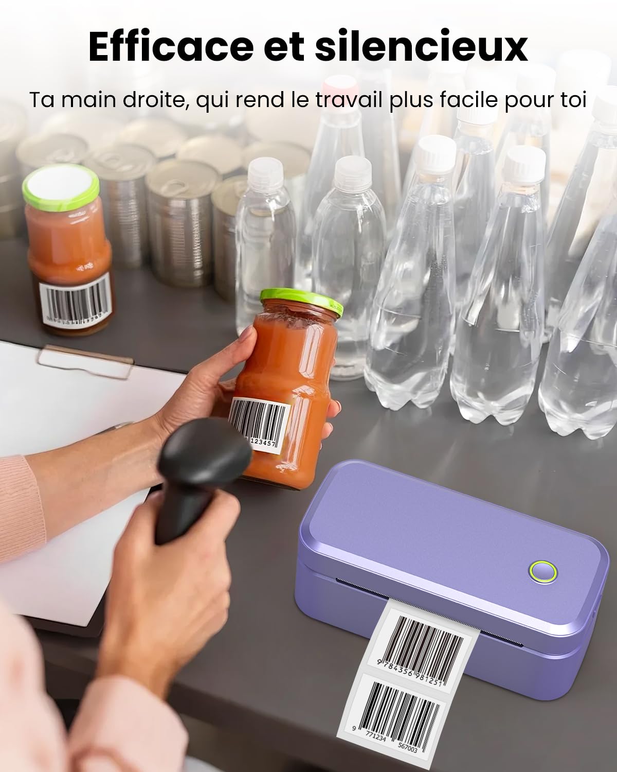 Imprimante Thermique Bluetooth Étiquettes 4x6, 203 DPI, Compatible Android iOS Windows Mac, pour Colis DHL Colissimo Vinted Shopify Amazon