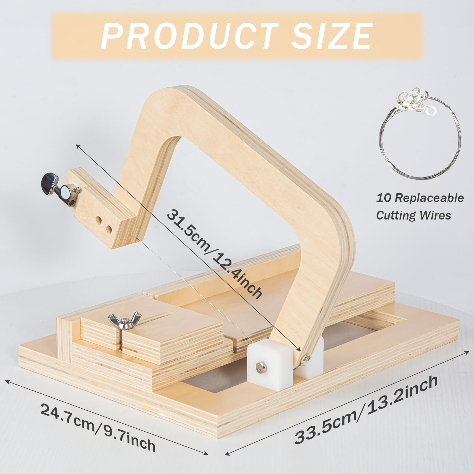 Wooden Soap Cutters for Soap Making Adjustable Thickness Soap Wire Cutter, Professional Soap Cutting Tool for Handmade Loaf Slicer - Image 2
