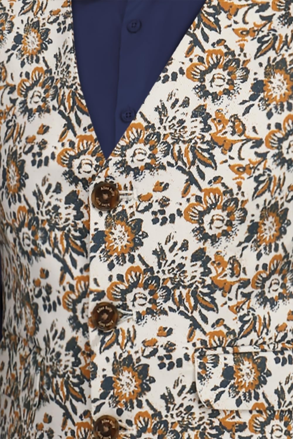 Allen Solly Boys Blue Print Regular Fit Waistcoat 2