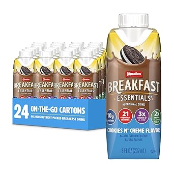 Carnation Breakfast Essentials Complete Nutritional Drink Cookies N Crème Flavor 8 oz Bottle 24 Ct