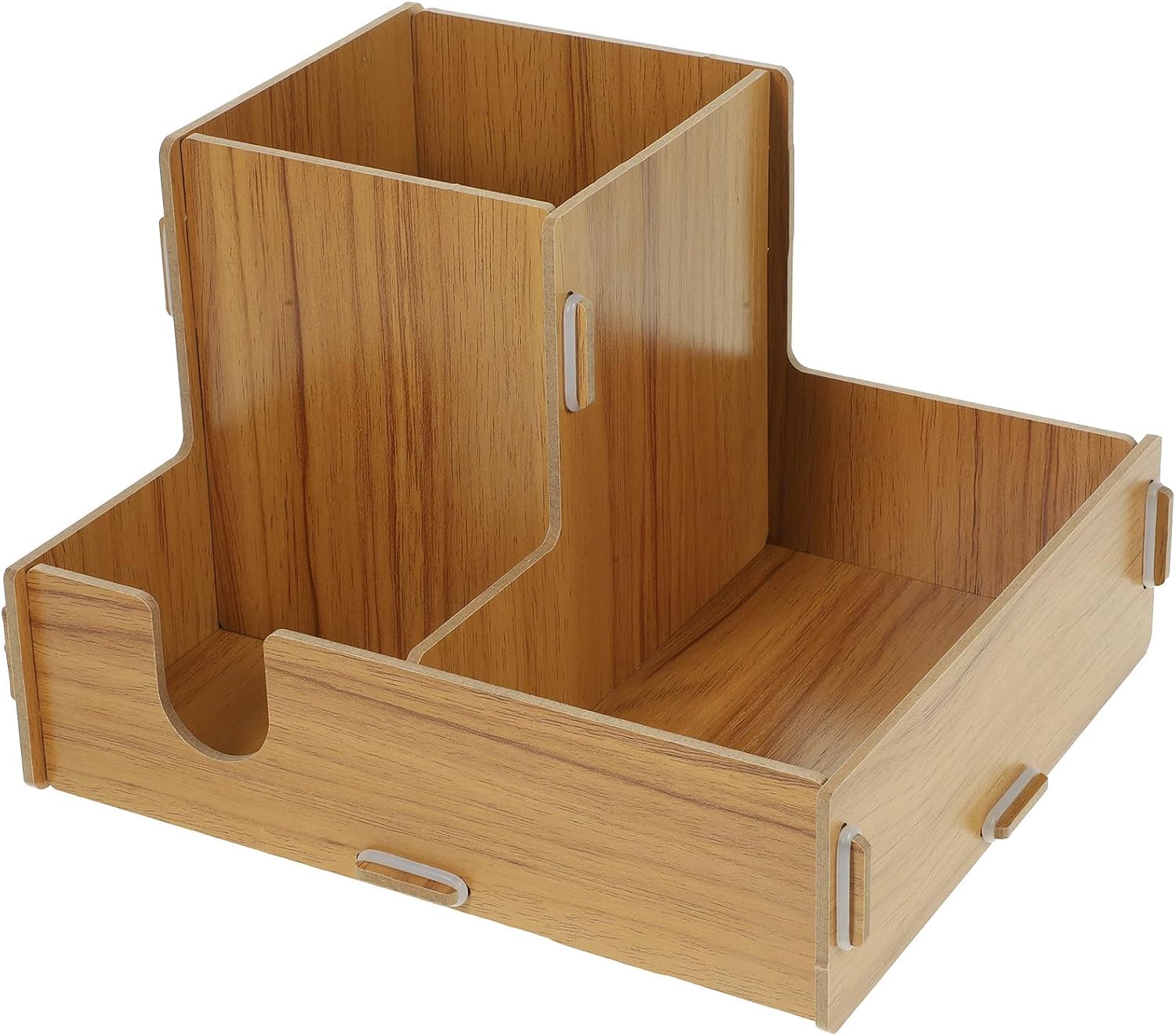 Wooden Paper Cup Organizer with Compartments for Coffee Station