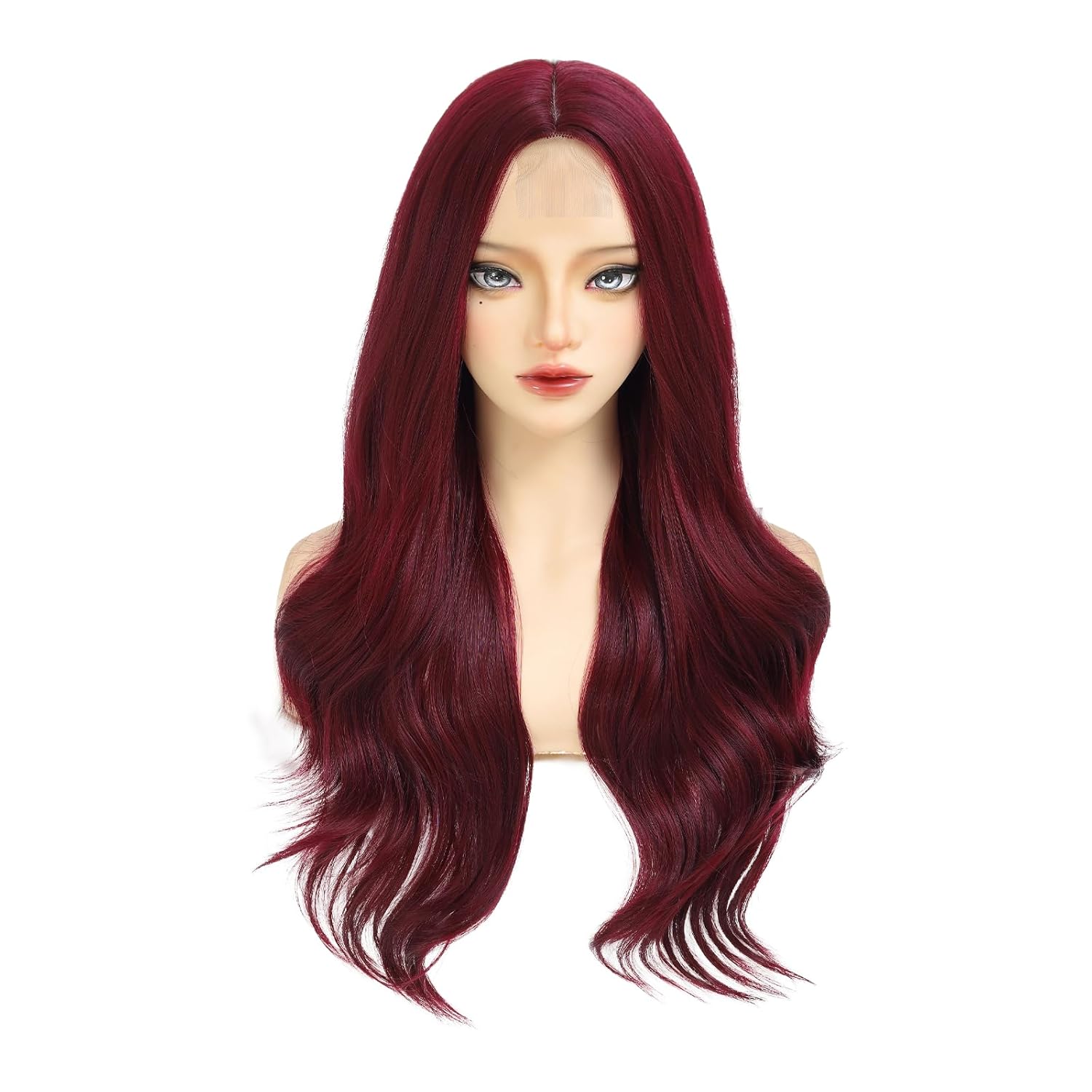Long Black Wig for Women 26 Inch Wavy Synthetic Wig Natural Wave Middle Part Heat Resistant Natural Looking Black Curly Wig for Daily Use Cosplay Halloween