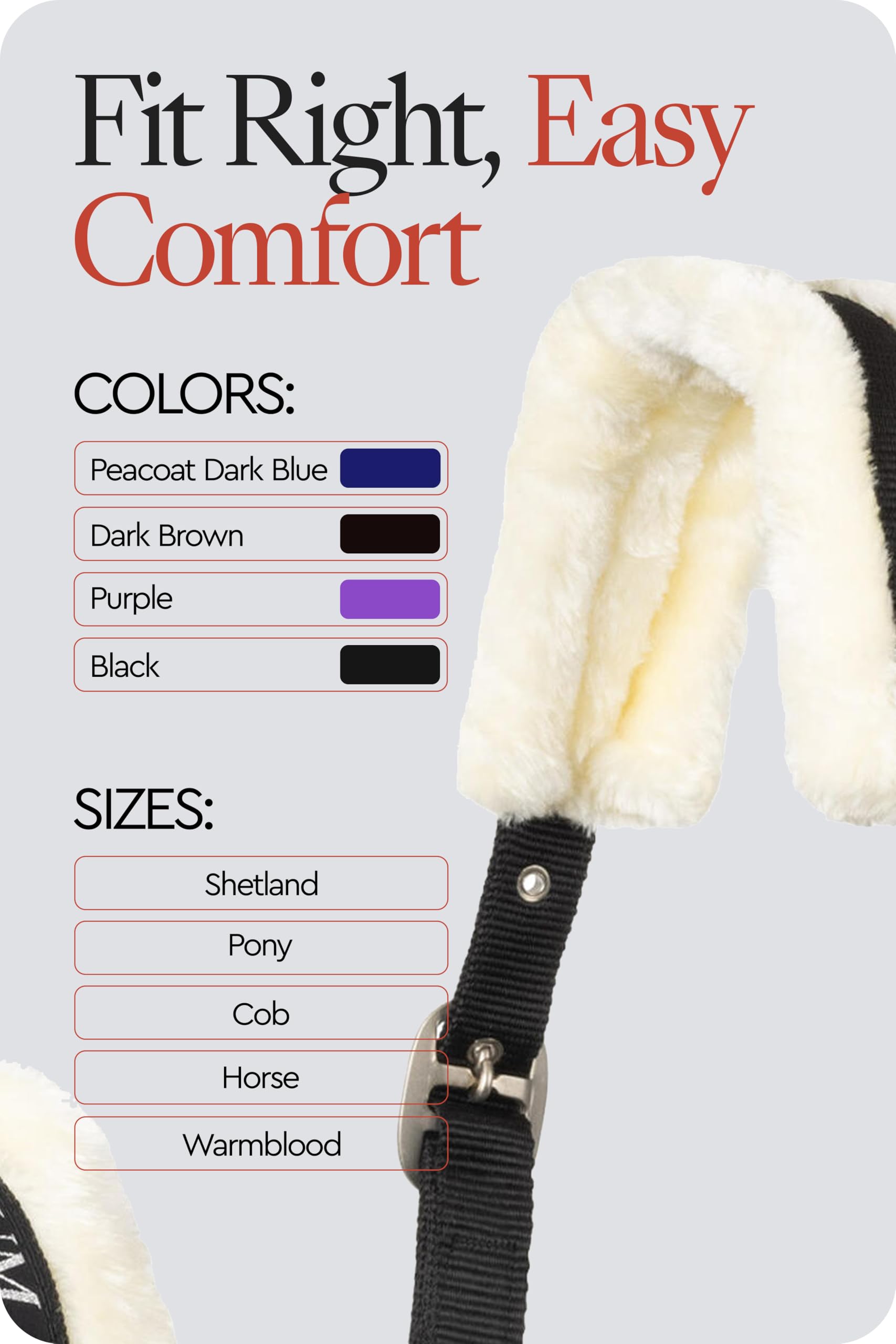 HORZE Pferde Halfter Howard aus Fleece, Halfter für Pferde und Pony, verstellbar, Schwarz, XF