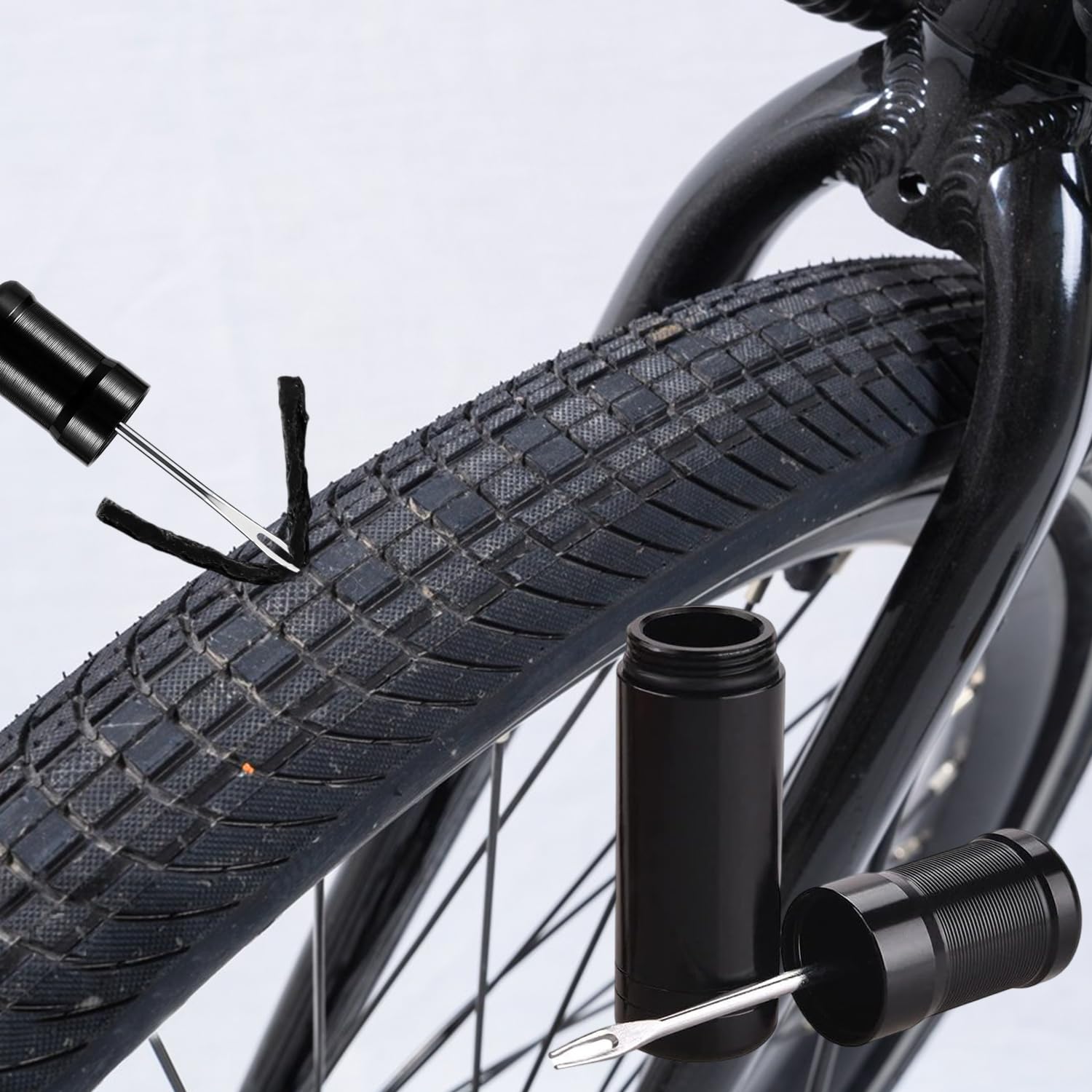 chenyu Tubeless zestaw naprawczy 35 pasków klejących + 1 sztuka wiertła widełkowego | Bezdętkowy zestaw naprawczy do naprawy rowerów i rowerów górskich, zestaw naprawczy opon bezdętkowych