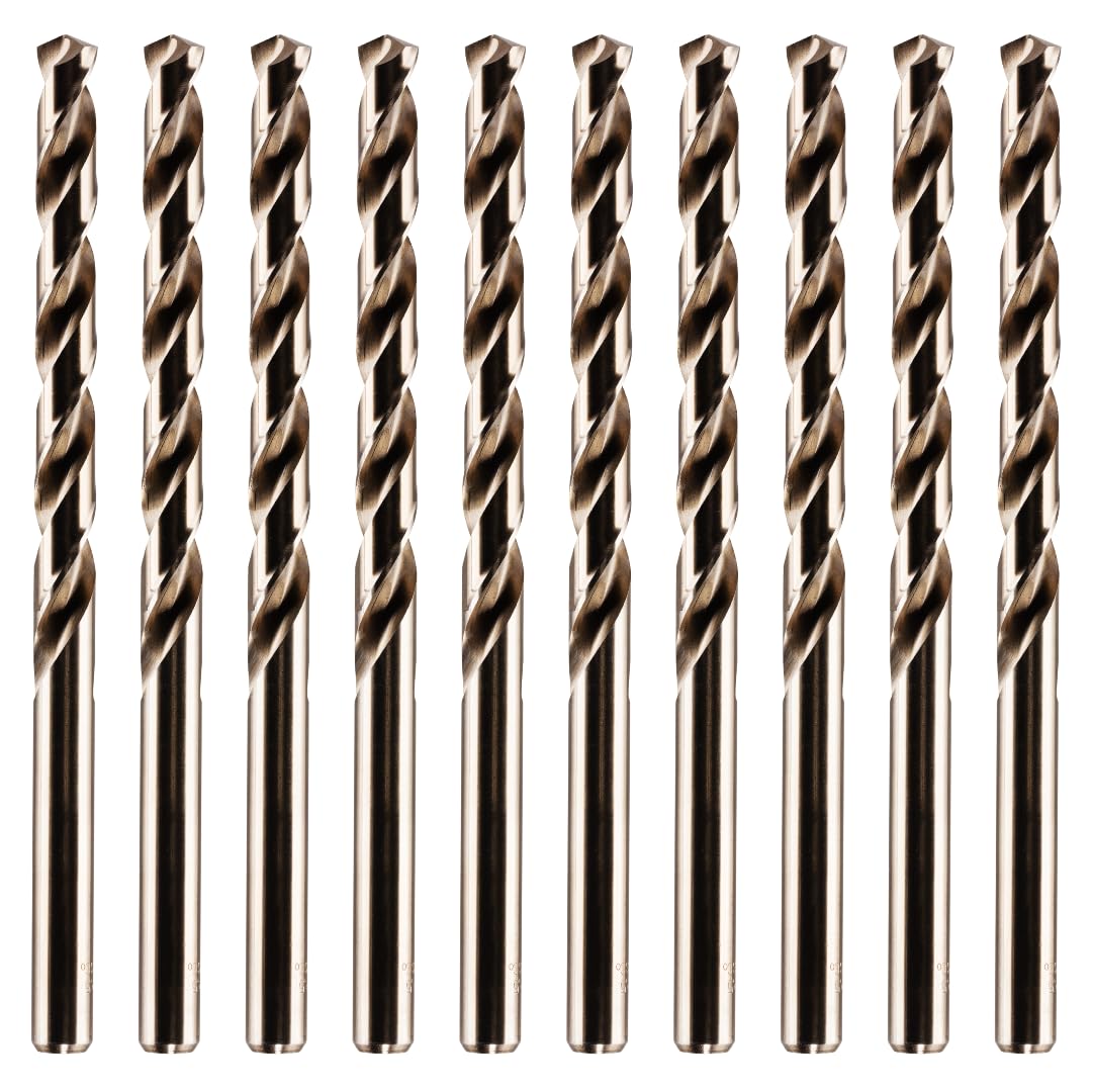 Rennie Tools - Box of 10 x 8mm Long Series HSS Cobalt Jobber Drill Bit Set For Stainless Steel, Hard Metals, Aluminium, Cast Iron, Copper. DIN340 Twist Drill Bit Sets Supplied In A Box