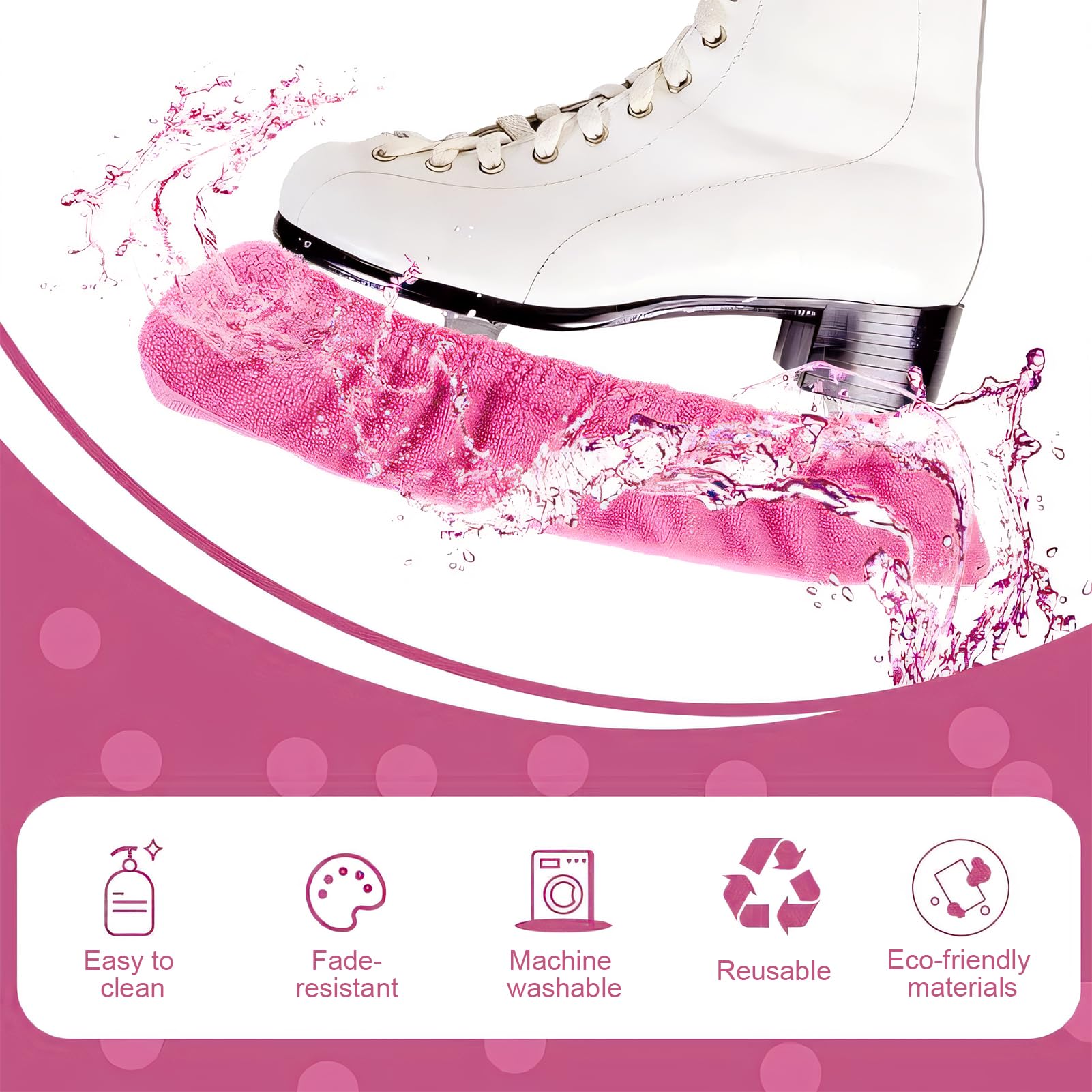 1 paio di protezioni per pattini da ghiaccio, per hockey su ghiaccio, per pattini da hockey e pattinaggio artistico (rosa)