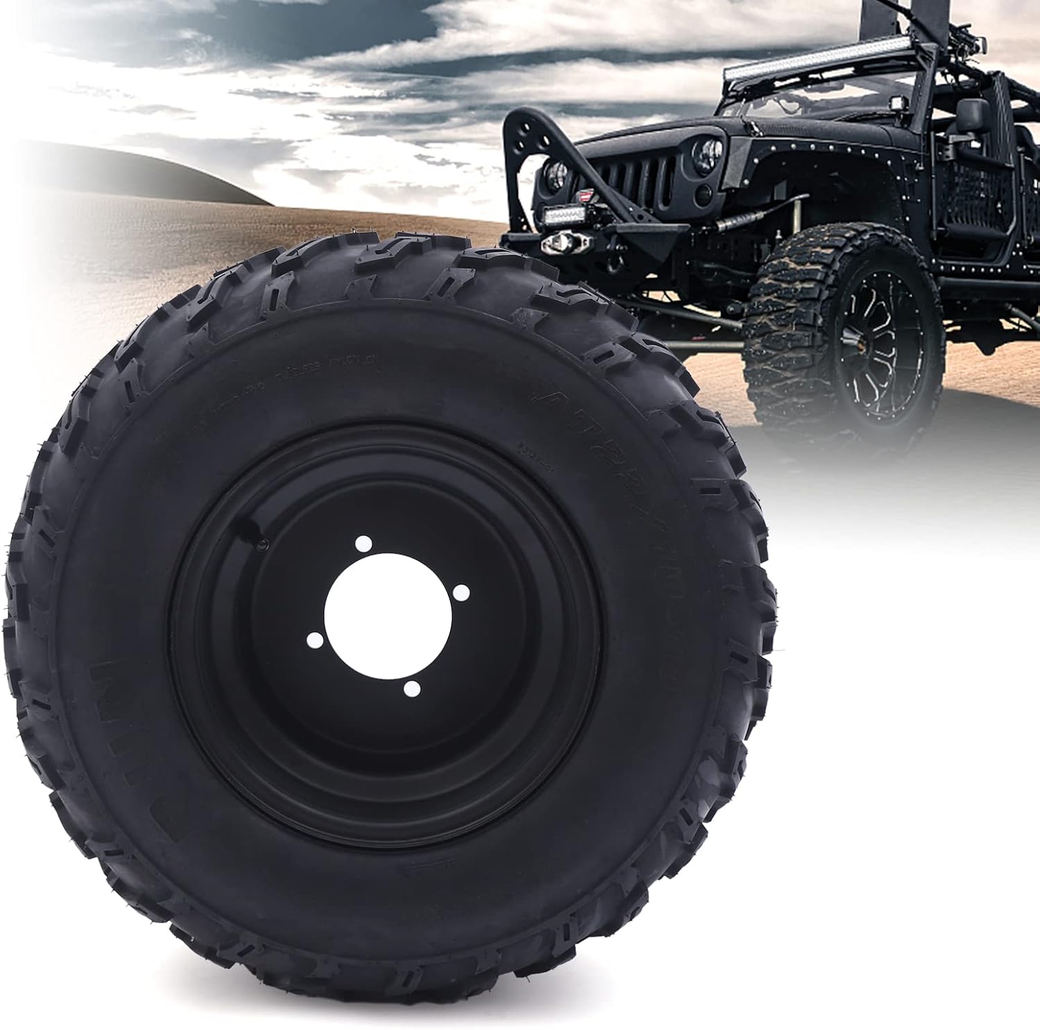 10" ATV Wheels Tire Rim, 22x10-10 ATV Tires Front & Rear Tire Rim One Tire Mounted on One Rim for 200CC 250CC Quad UTV Off Road Go Kart, 90mm/3.54in Hole Diameter