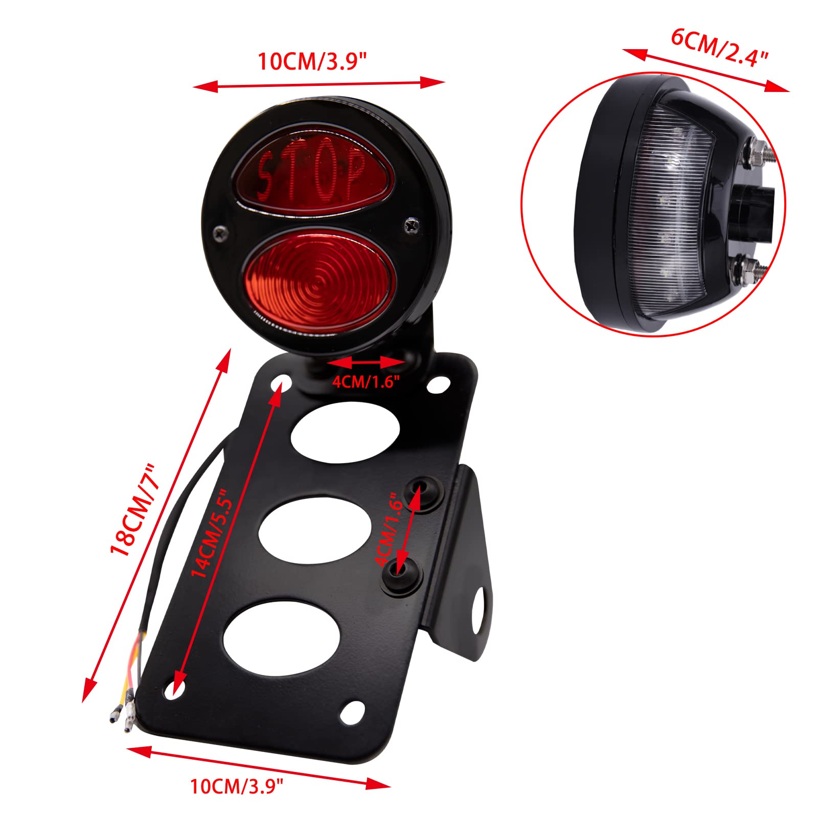 Motocicleta LED Luz trasera Luz de freno Luz trasera Montaje lateral Soporte de placa de matrícula Luz trasera para Bobber Dyna Touring Chopper Cruiser Custom Bike Cafe Racer.