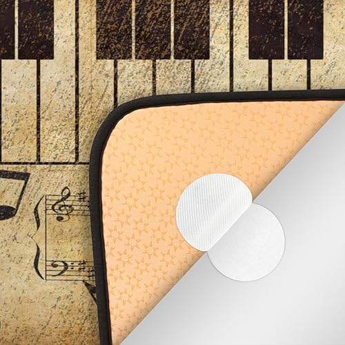 Miniatura 8 de Alfombrillas de cocina acolchadas con notas musicales vintage, antideslizantes, lavables, para el hogar, oficina, fregadero y lavandería, 39 x 20