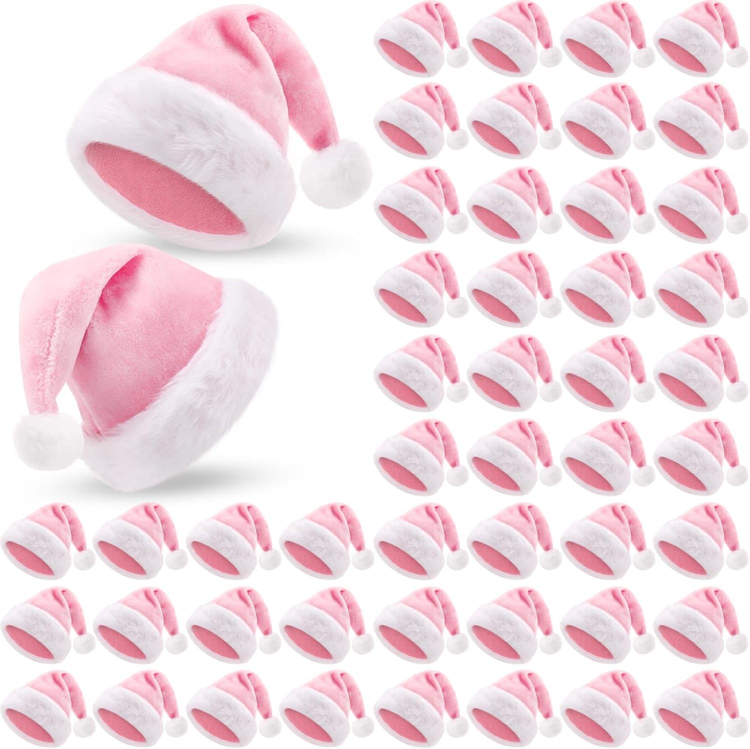 Vicenpal 50 Pcs Santa Hat Bulk Christmas Hat Plush Velvet Party Favors for Men Women Christmas Party Supplies