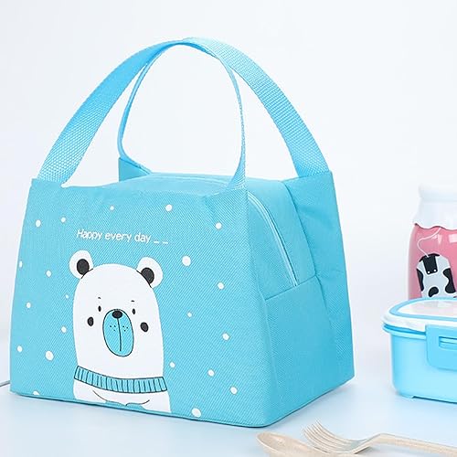 Miniatura 11 de Bolsa de almuerzo aislante con asa, bolsa de almuerzo reutilizable, bolsa estilo bento, estuche para almuerzo con bolsillo para pícnic, trabajo,
