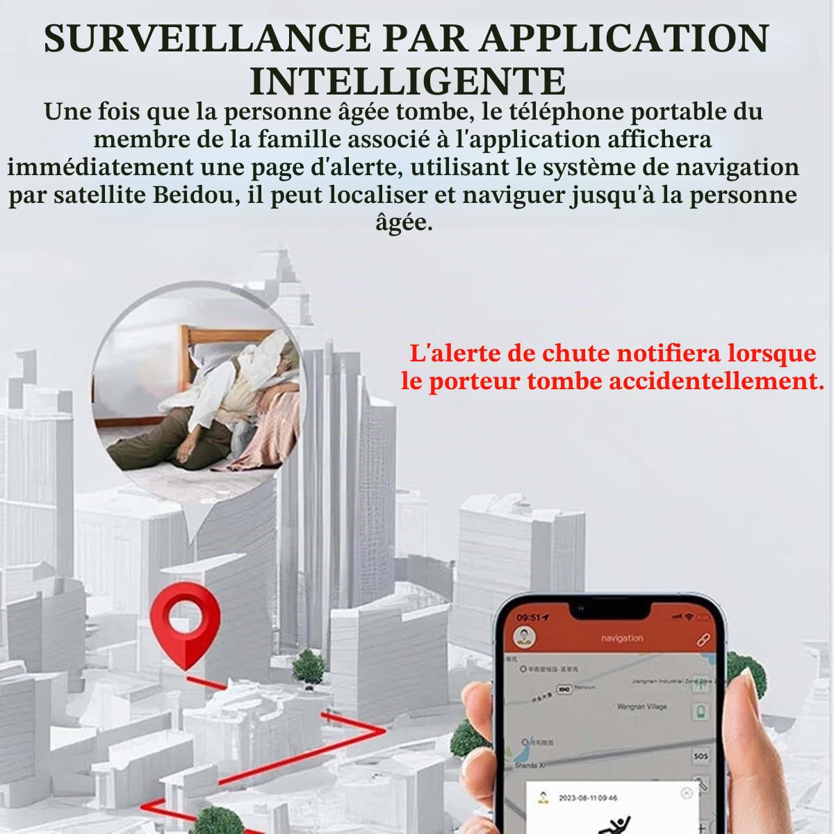 Gilet airbag antichute pour personnes âgées, gilet airbag APP avec fonction de surveillance à distance, d'alarme, de positionnement, de demande d'aide et d'enregistrement sportif,Menblack-S