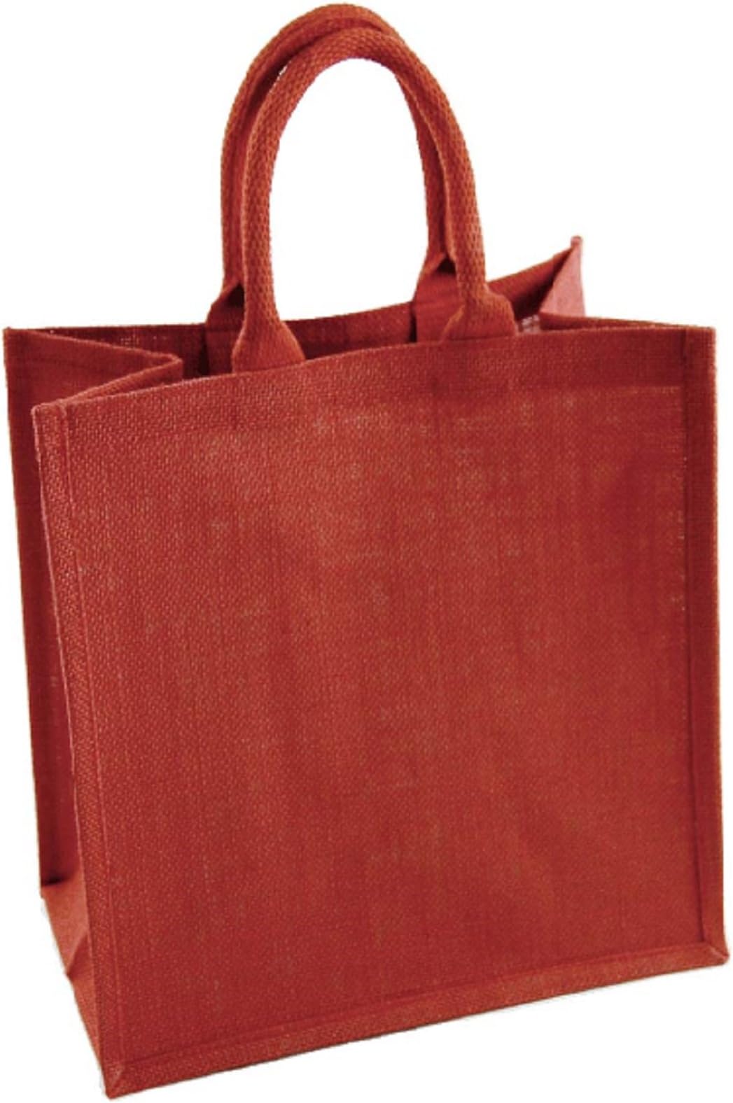 2 x Large Red Jute Shopping Bag - Plain Natural Hessian