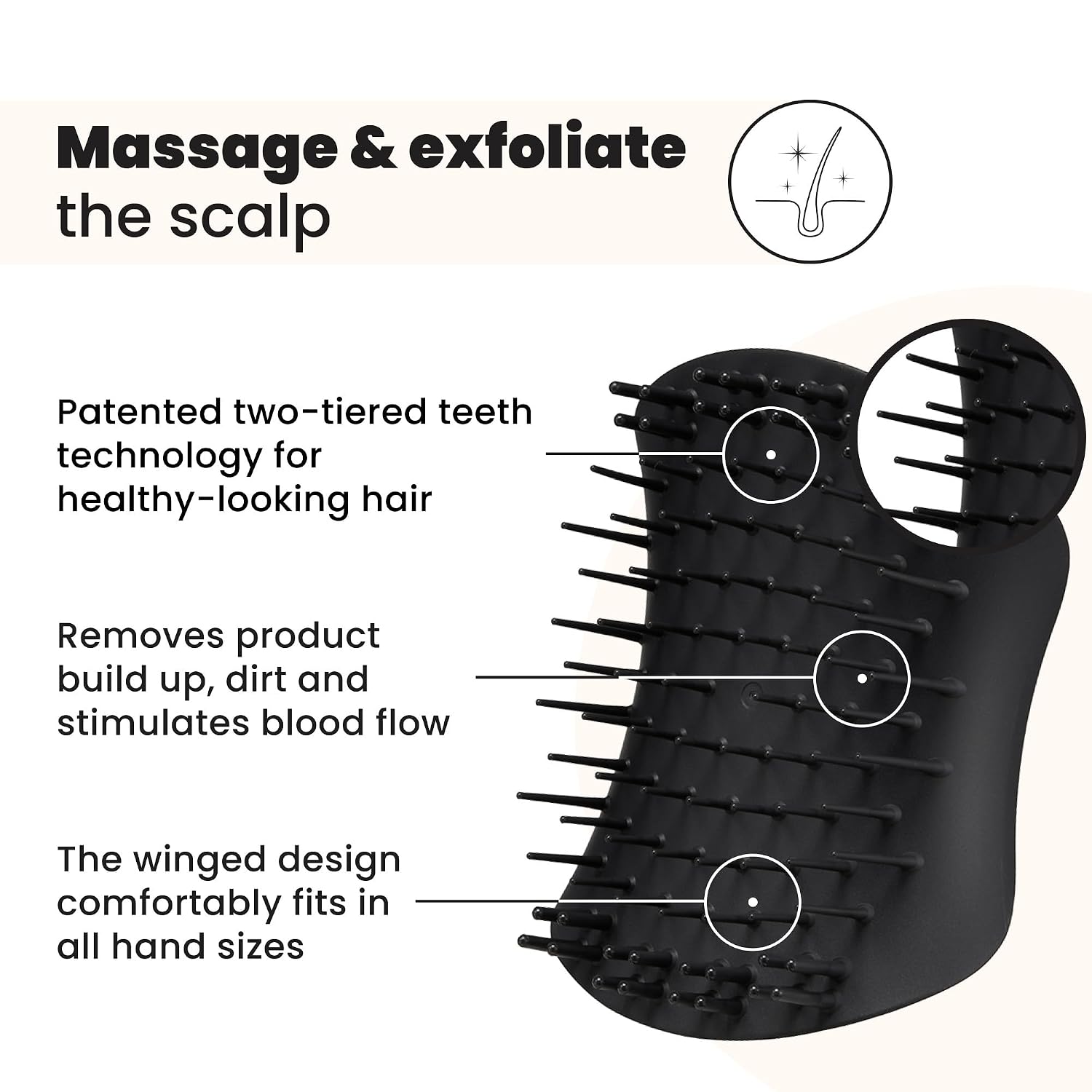 Tangle Teezer Scalp & Shampoo Brush to Exfoliate & Massage, Onyx Black | Cleanses, exfoliates, and massages the scalp in the shower. Distributes shampoo evenly, for all hair types