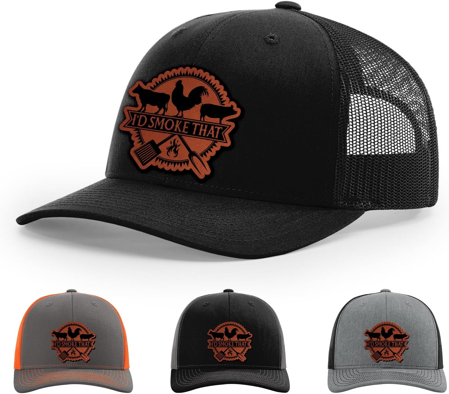 I'd Smoke That, Smoke, Rooster, Cow, Pig, Farmlife, Grill, BBQ Hat