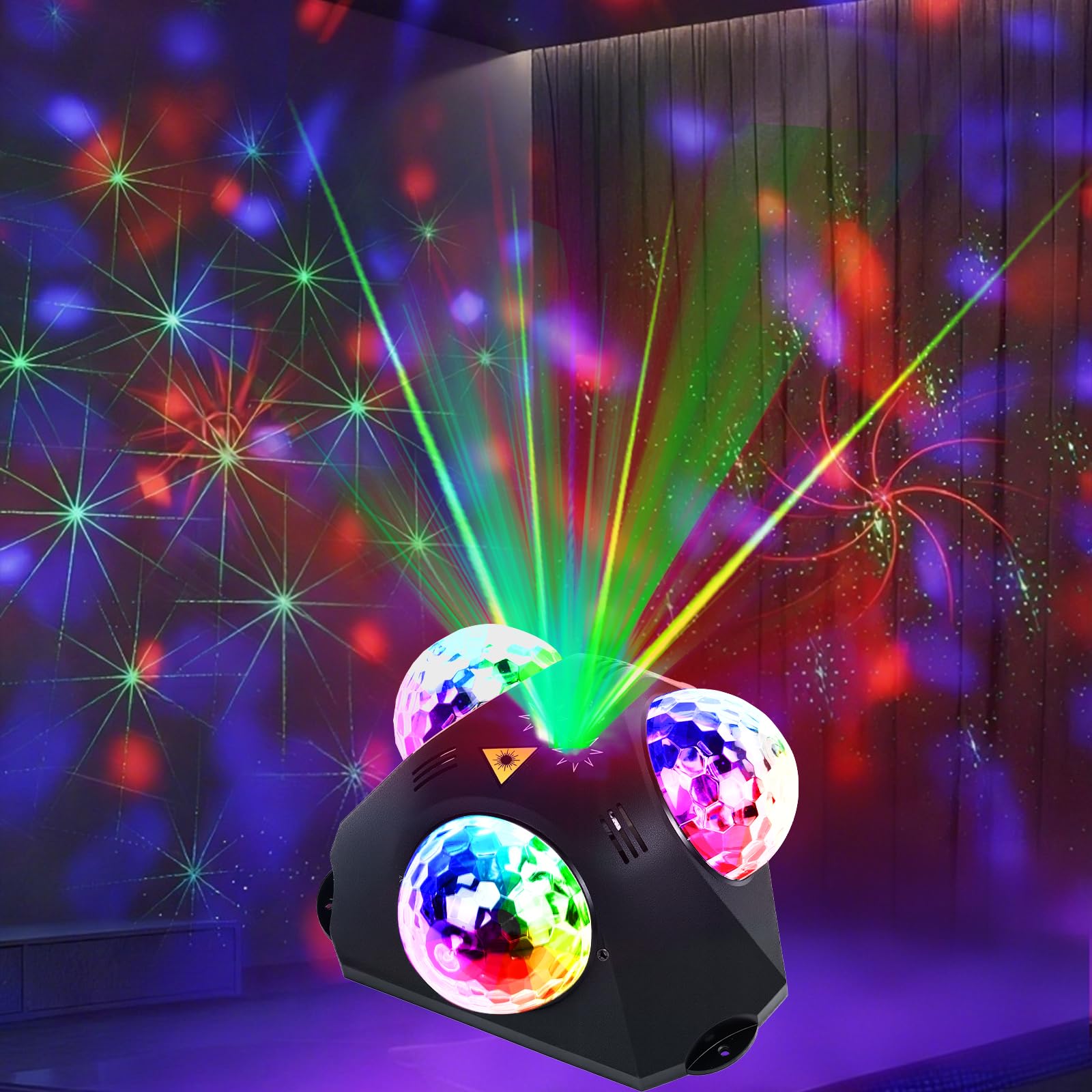 Discokugel,Partylicht,Disco Lights mit 3 Disco Bällen Sound-aktivierte Strobe-Effekt Disco licht mit 3M Steckerkabel für KTV,Zuhause,Kinder, Geburtstag, Hochzeit, Club,Halloween,Weihnachten