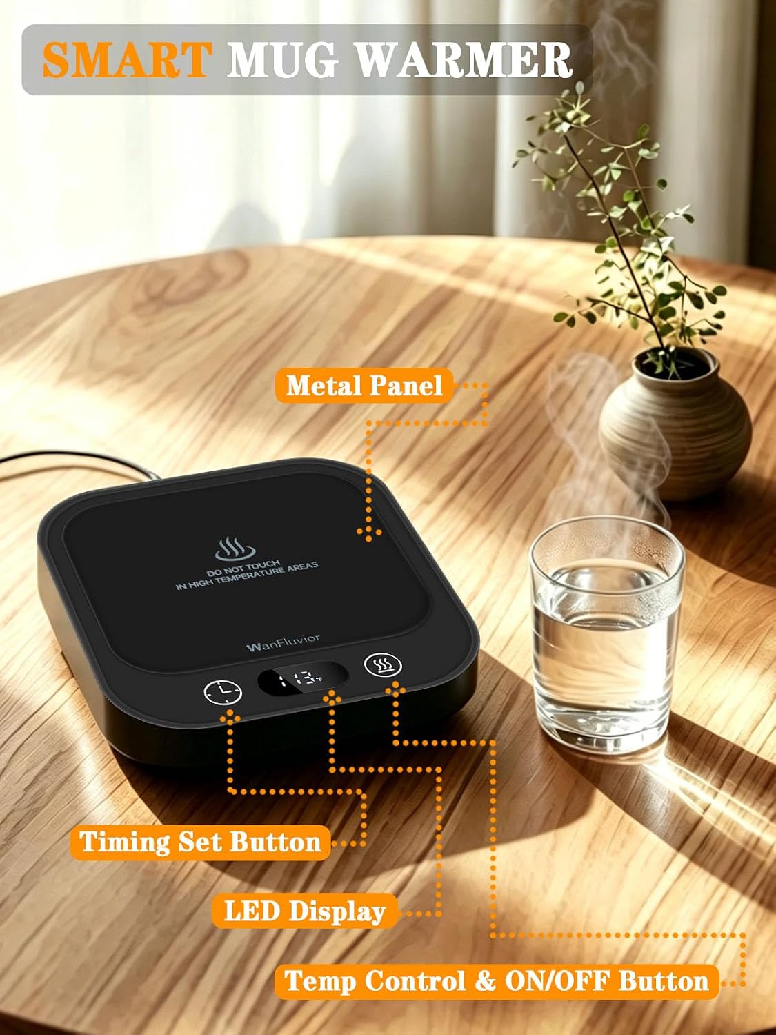 Coffee Warmer for Desk, 4 Temp & Timer Mug Warmer, Fast Heating Cup Warmer