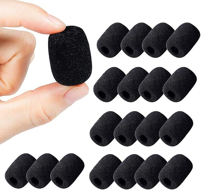 30 Pieces Microphone Covers, Foam Microphone Windscreen, Microphone Small Foam Covers, Mini Sponge Headset Cover Shield Protection for Classroom, Conference Room, News Interviews (Black)