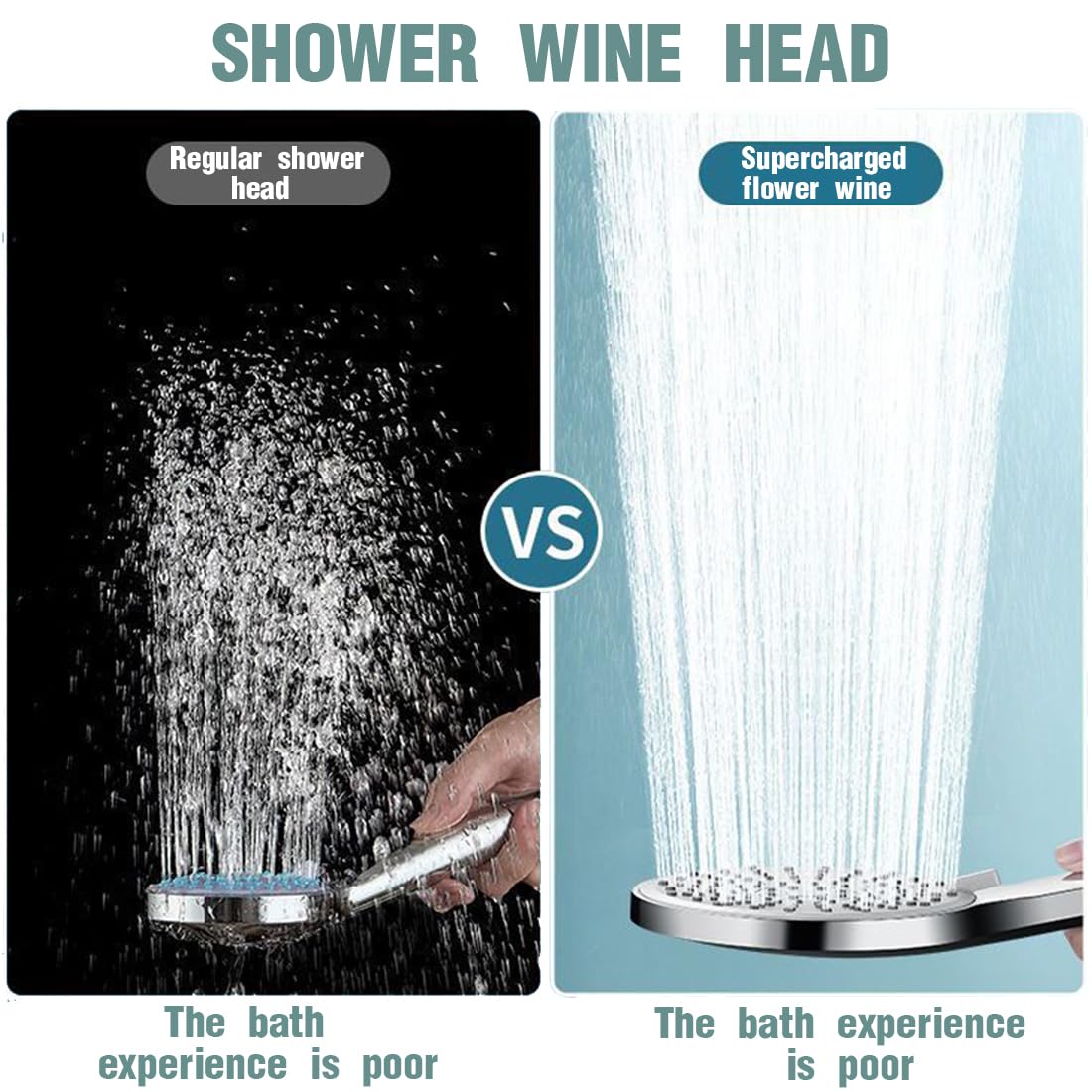Soffione Doccia Soffione doccia grande (120 mm di diametro) con5 modalità di erogazione dell'acqua, soffione doccia ad alta pressione, Soffione Doccia Risparmio Idrico 8L/min cromato