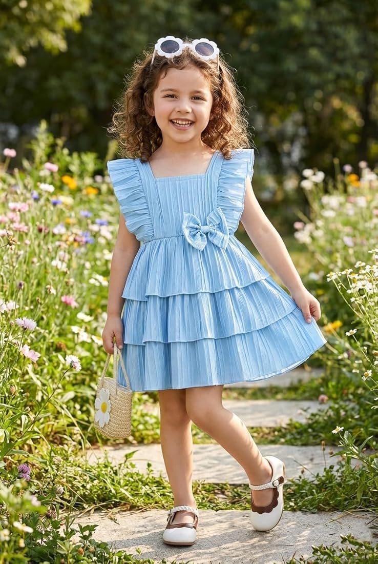 Buy TEEVOS Light Blue Baby Girl's Summer Dress with Ruffled Sleeves Spacious Skirt Adorable Bow Detail Perfect Casual Outings Summer Wear Bow Adorned Dress at Amazon.in Buy TEEVOS Light Blue Baby Girl's Summer Dress with Ruffled Sleeves Spacious Skirt Adorable Bow Detail Perfect Casual Outings Summer Wear Bow Adorned Dress at Amazon.in