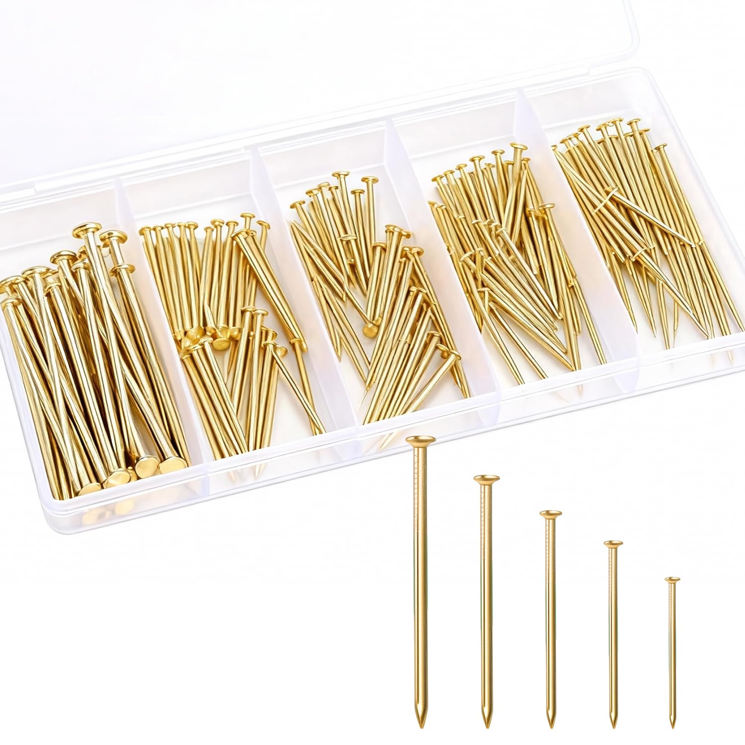 Arcjunys Gold Assorted Nails For Wood Small Nails Wall Nail For Hanging Pictures Picture Hanging Nail For Walls For Diy And Crafts Home Décor Woodwork And Construction 140 Pcs