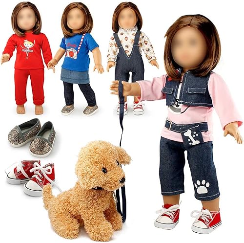 Miniatura 8 de Oct17 Ropa de muñeca para niña americana de 18 pulgadas para muñecas de 18 pulgadas, armario, cambio de imagen Outift Navidad Santa Casual Dress