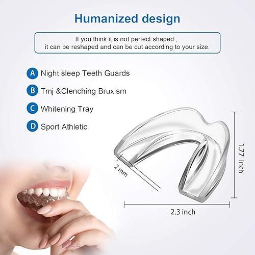 Miniatura 3 de Paquete de 4 protectores bucales para niños para rechinar los dientes y apretar, elimina la ATM, detiene el bruxismo, la noche atlética y el