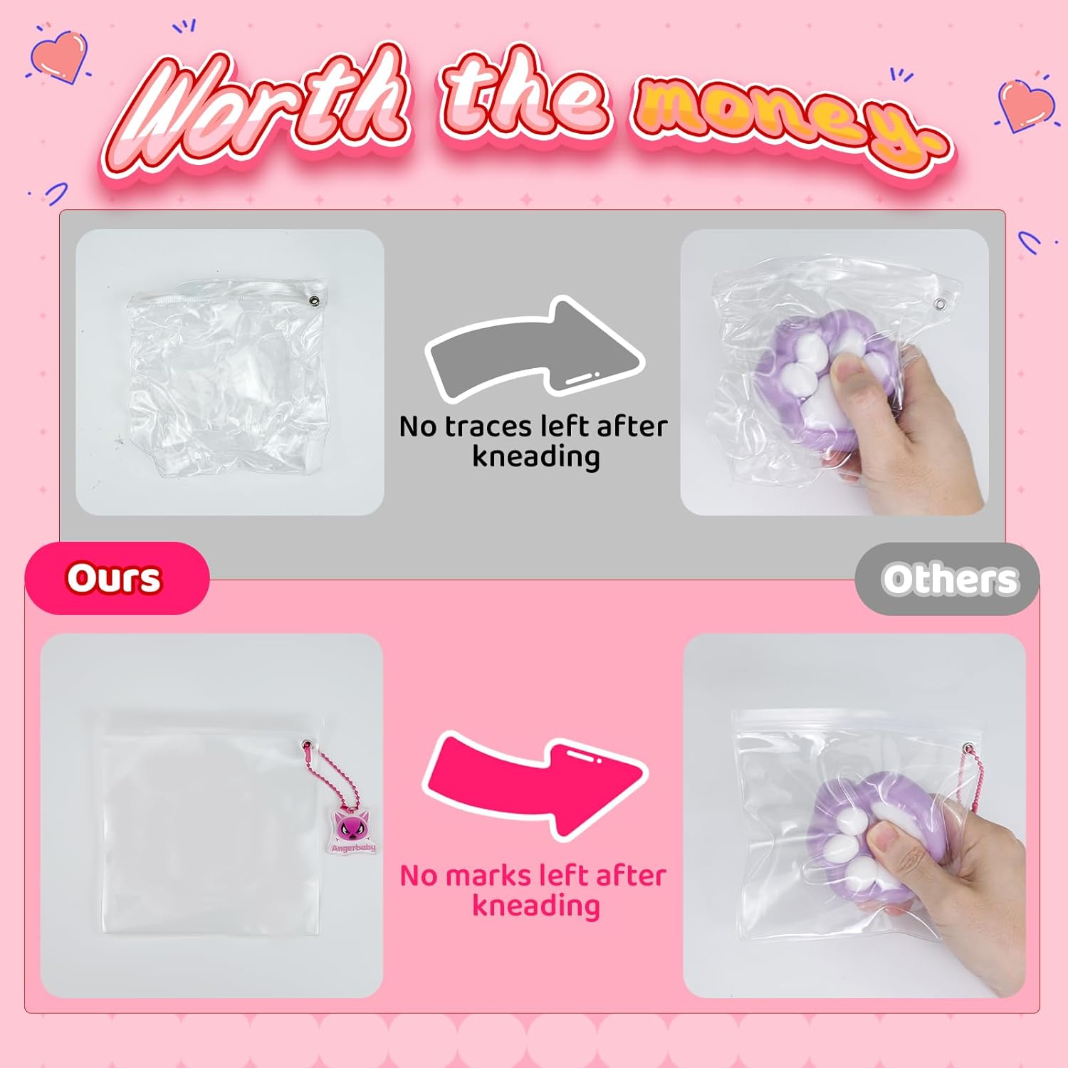 Taba Squishy Paw Gift Box, Cat Paw Squeeze Toys, Handmade Cute FuFu Squishies, Sticky Squishy Cat Paw Fur Ball, Stretchable Springy Fur Toys, Party Favor Fidget Toys for Gift, Kids-Purple&White