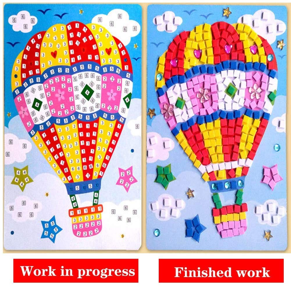 LitVibes Mosaic Sticker Creative Art DIY Set Foam Handmade Sticky Art Crafts Kits Multi Color for Kids/Teenagers- Set of 2 (Random Designs) 3