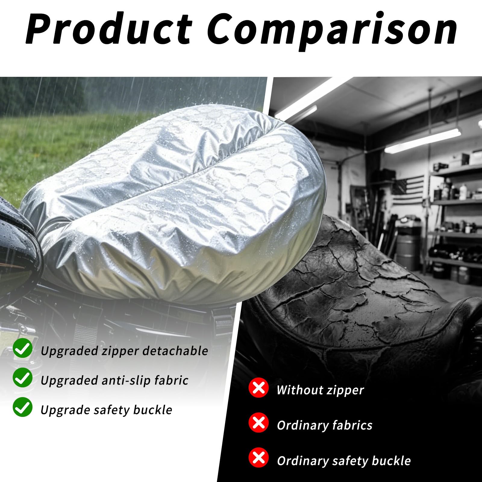 Motorrad Gel Sitzkissen Universal 3D Wabenstruktur Gelkissen Motorrad Struktur Mit Sonnenschirm Abdeckung Atmungsaktive Stoßdämpfung Sitzpolster für Wasserdicht & Sonnenschutzmittel