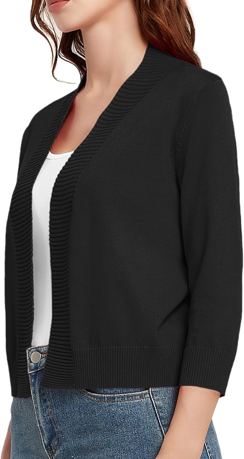 Urban CoCo Women's 3/4 Sleeve Short Cropped Cardigan Sweaters Lightweight Shrug Sweater Jacket for Dresses - Image 6