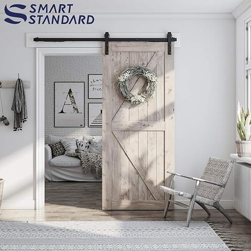 Miniatura 2 de SMARTSTANDARD Kit de herrajes de cierre suave para puerta corrediza de granero de 6 pies, 5 pies a 10 pies, diseño invisible de una sola puerta