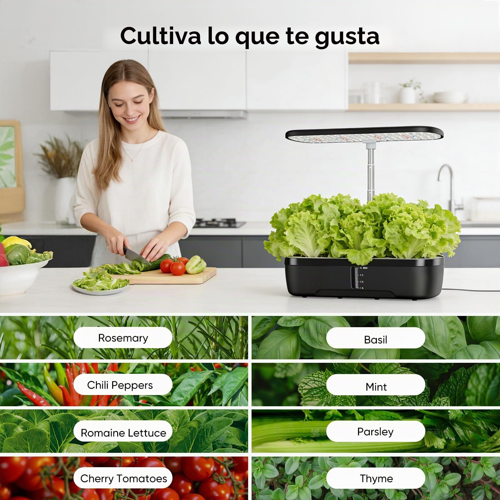 Sistema de Cultivo hidropónico, 12 Vainas Jardinería de Interior y Lámpara LED de Crecimiento, Smart Garden con Temporizador Automático, Altura Ajustable