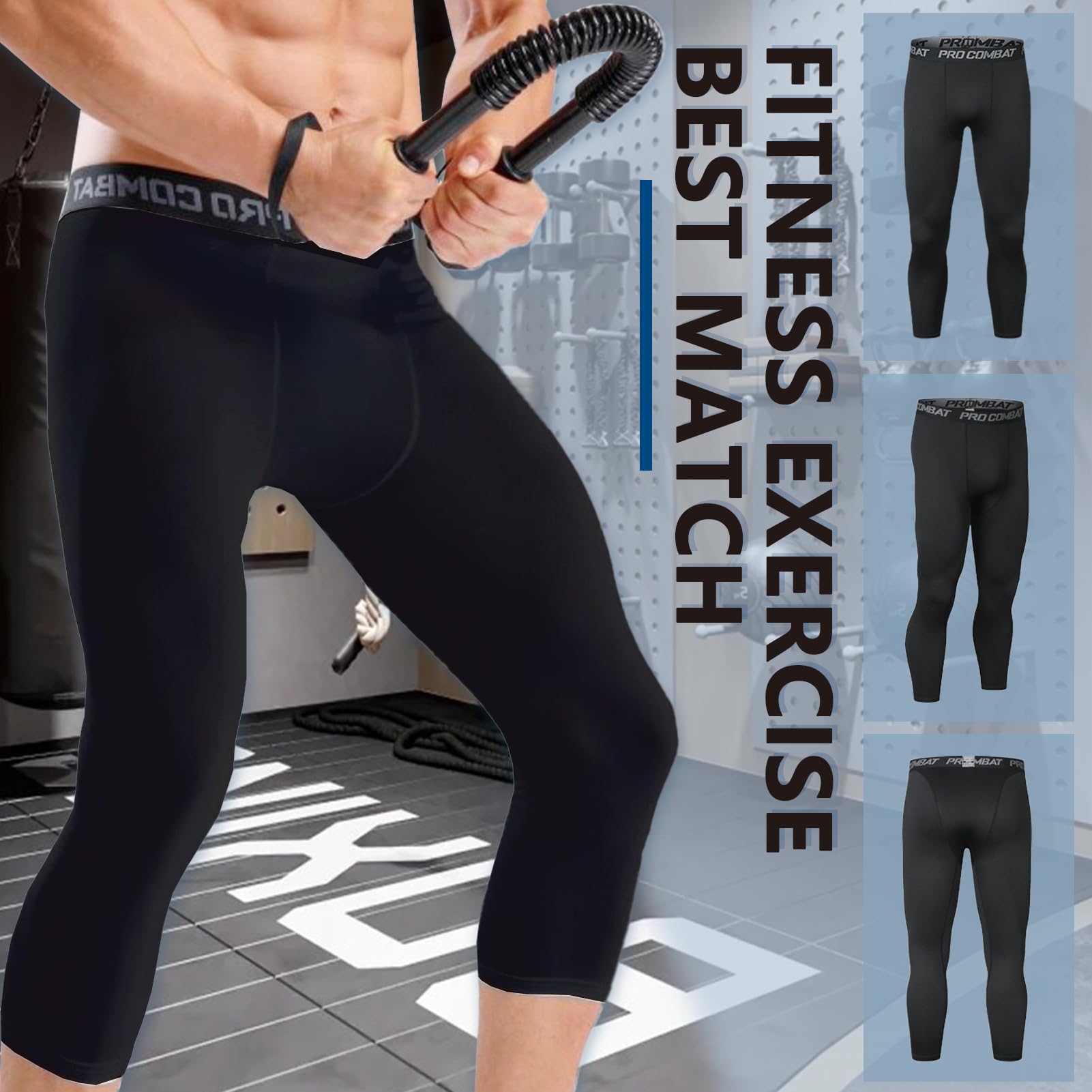 3/4 Pantalones de Compresión Deportivos Dry Carriendo para Ciclismo Golf Yoga, 2 Pack