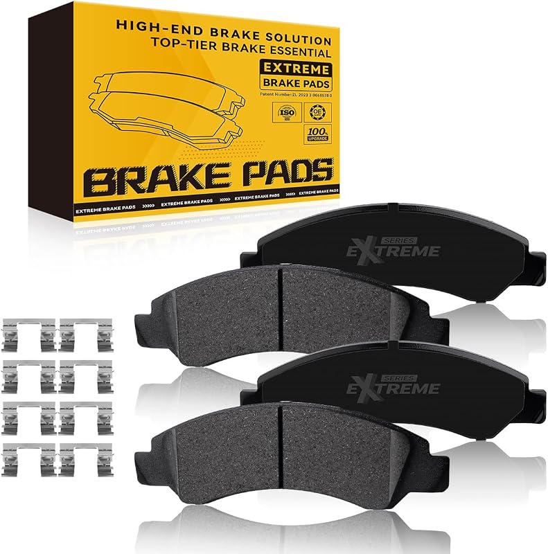 Pastilhas de freio dianteiras de cerâmica de carbono TOVASTY BPD1363 para Chevrolet Silverado 1500 e aplicações GM – Jogo com 4 unidades