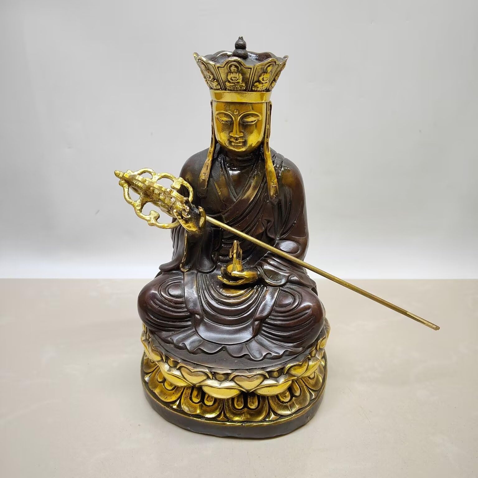 Dytartzx Pure copper Tizang King Bodhisattva statue home decoration meditation Zen Buddha