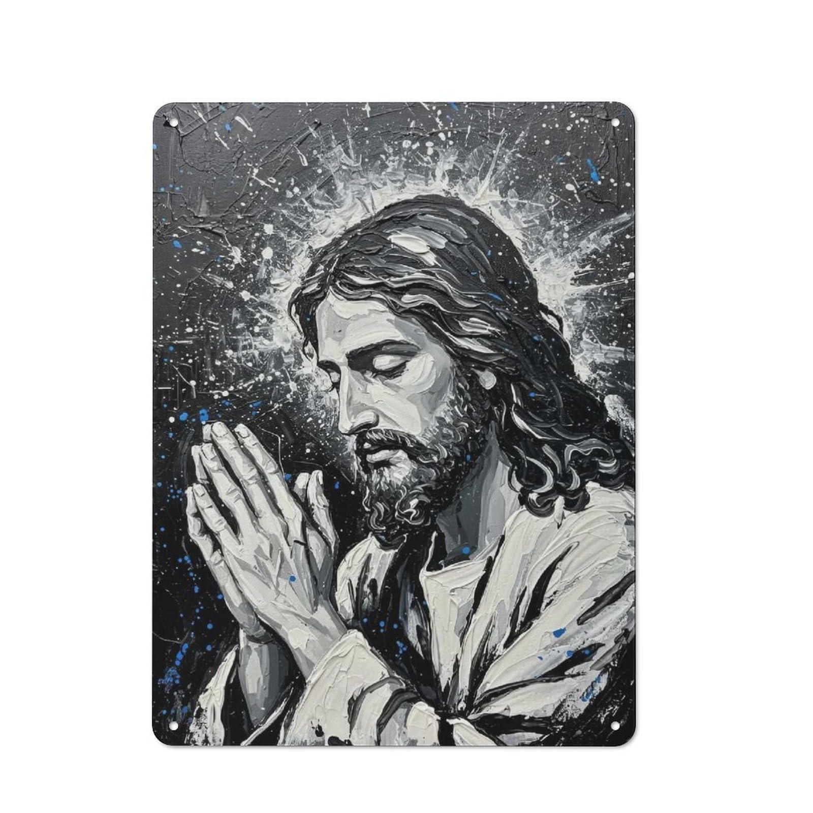 Junmoney Jesus Christ In Prayer Painting 40X30cm Retro Tin Sign With For Dining Room Or Kitchen, For Metal Sign Collectors, For Garage And Workshop Walls