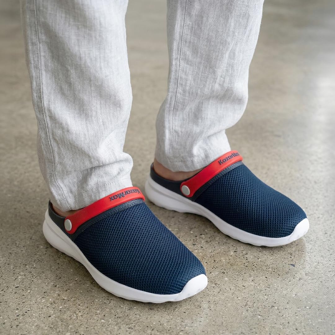 KazarMax Wanderer Navy Red Clogs Sandals for Men -7 UK 3