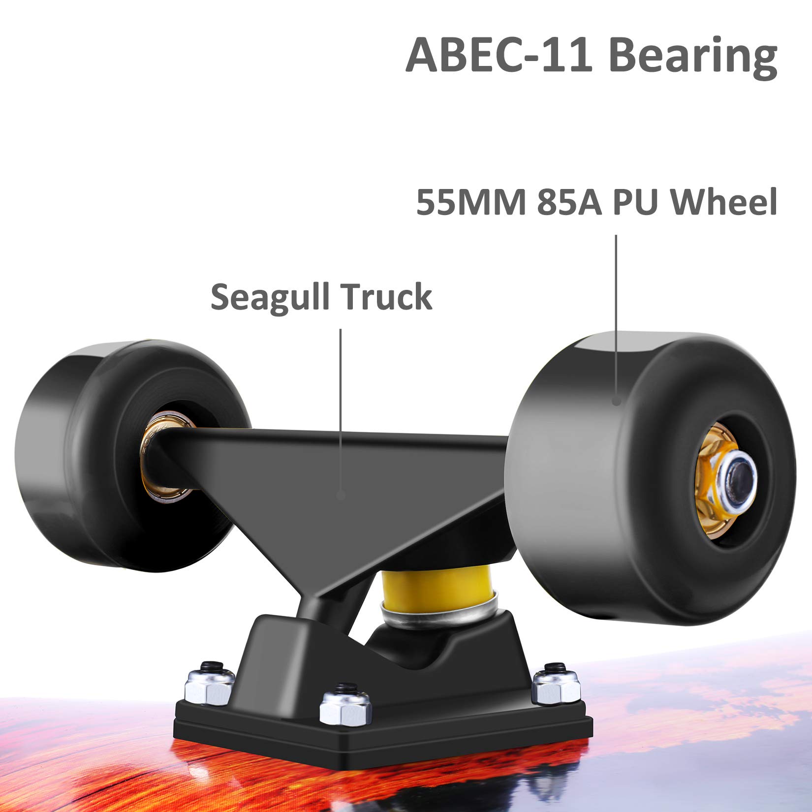WeSkate Skateboard Complete Board 79x20cm Wooden Board with Ball Bearings ABEC-11 Canadian Maple Wood 31 Inch 7 Layers and Wheels 85A for Adults, Teens and Children