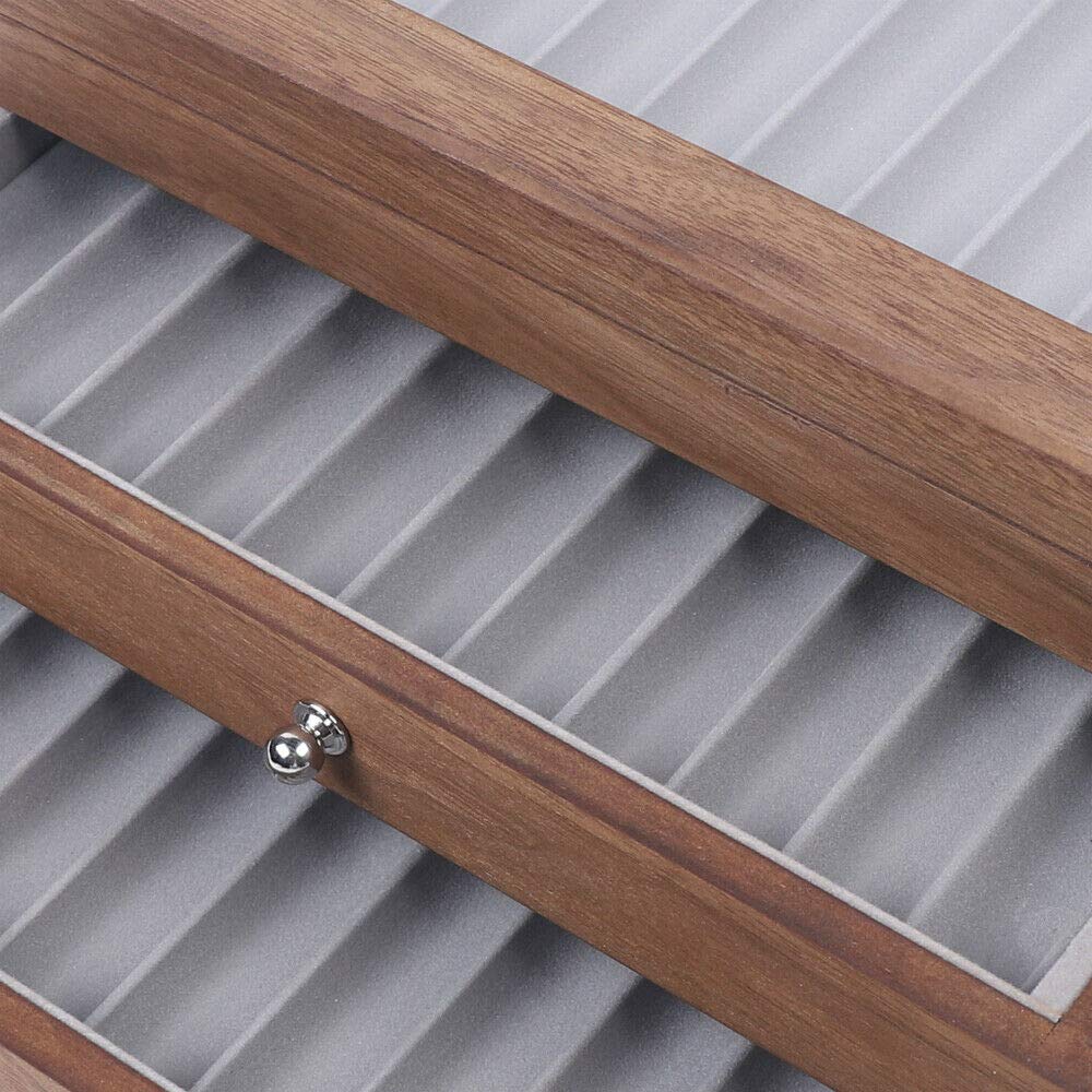 Füllfederhalter Vitrinenhalter 34 Slots Stiftebox Holz Organizer Box mit Schubladen und Klarfenster Walnussholz