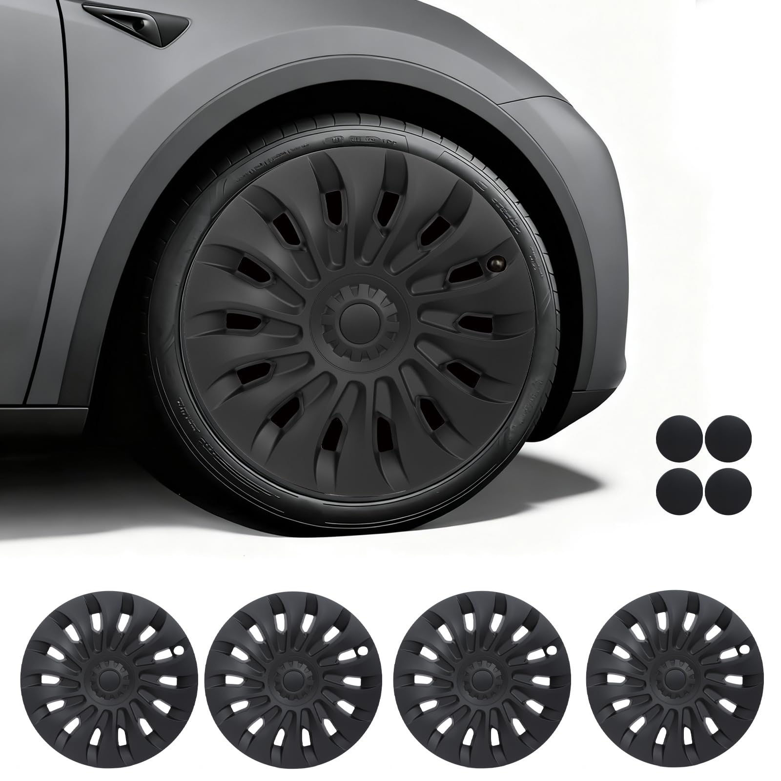 Photo 1 of Tesla Highland Wheel Cover,Hubcaps 18 inch,Matte Black ABS Symmetry Design Compatible with Tesla Model 3 Highland 2024 2025 Photon Wheel