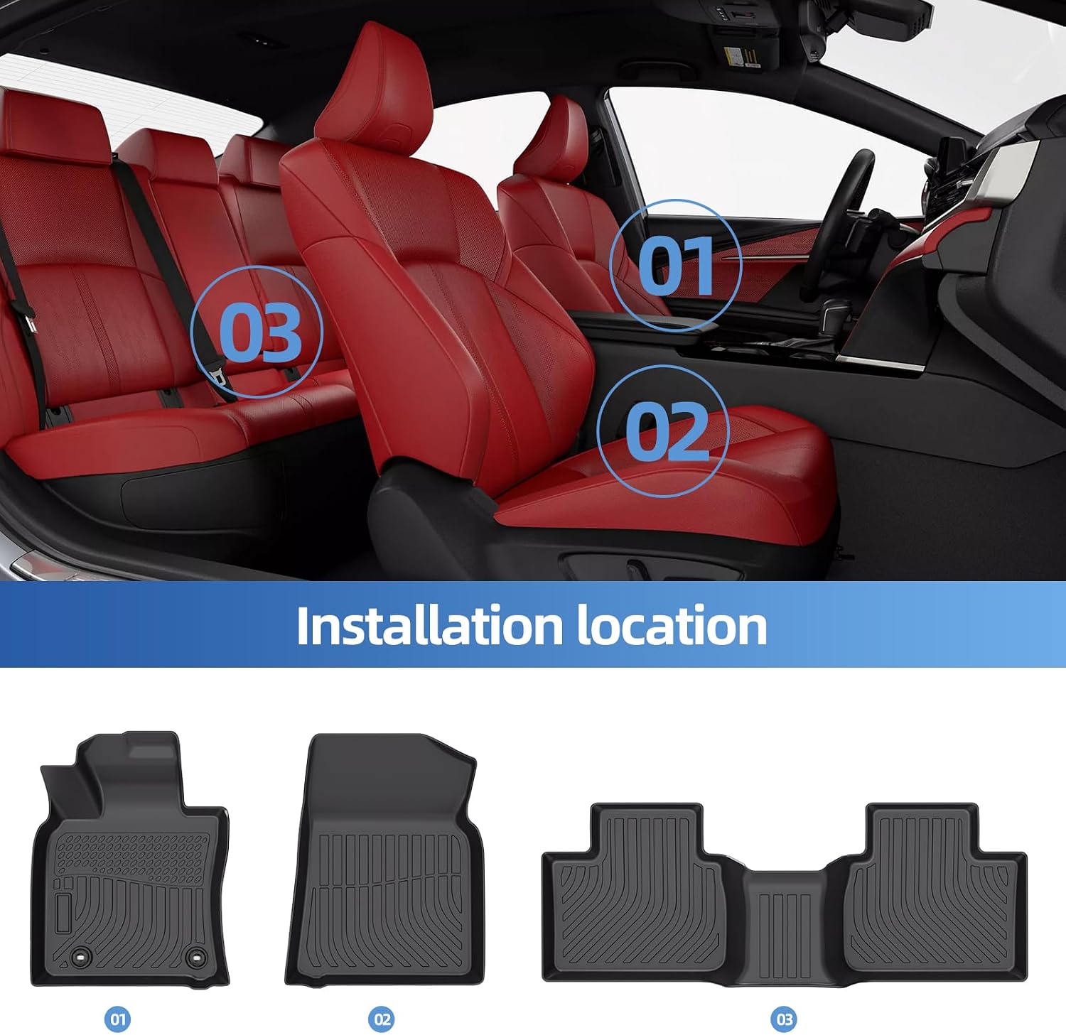 SMABEE Floor Mats Compatible with Toyota Camry 2025 2026 (Include Hybrid/SE/XSE/LE/XLE/LEV) All Weather Floor Liners TPE Car Accessories,1st & 2nd Row Car Mats Interior Black