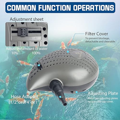 Miniatura 5 de Water Rebirth Bomba de agua sumergible para acuario, bomba de estanque al aire libre, bomba de cascada adaptada a múltiples filtros HFP2500 120V60HZ