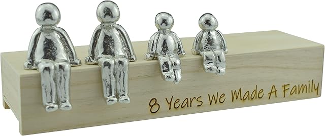 8th Anniversary Idea - 8 Years We Made A Family Metal Ornament - Choose Your Family Combination Box & Woodgrain May Vary(2 Children)