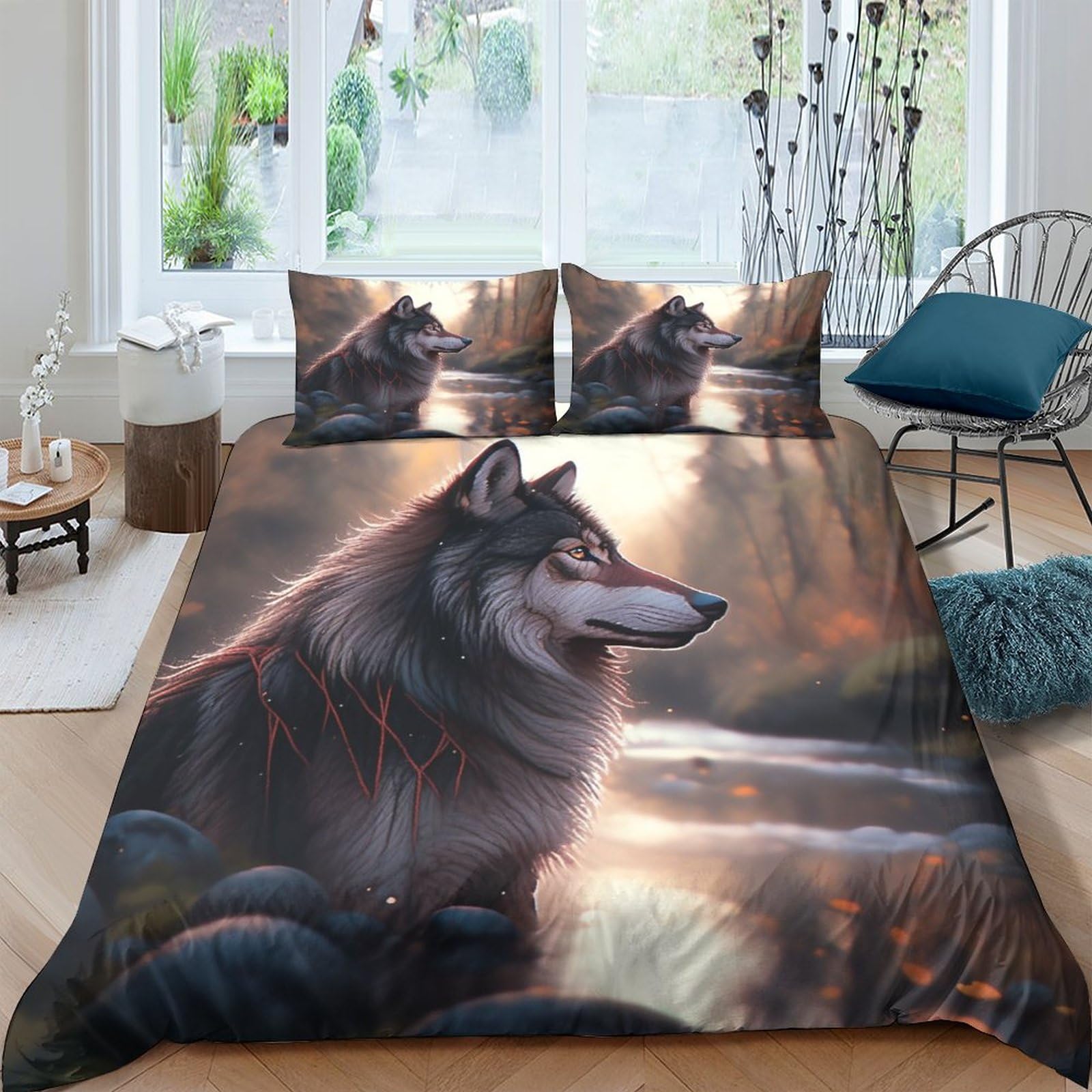 Parure de lit enfant loup 3D pour créer une ambiance forêt et nature