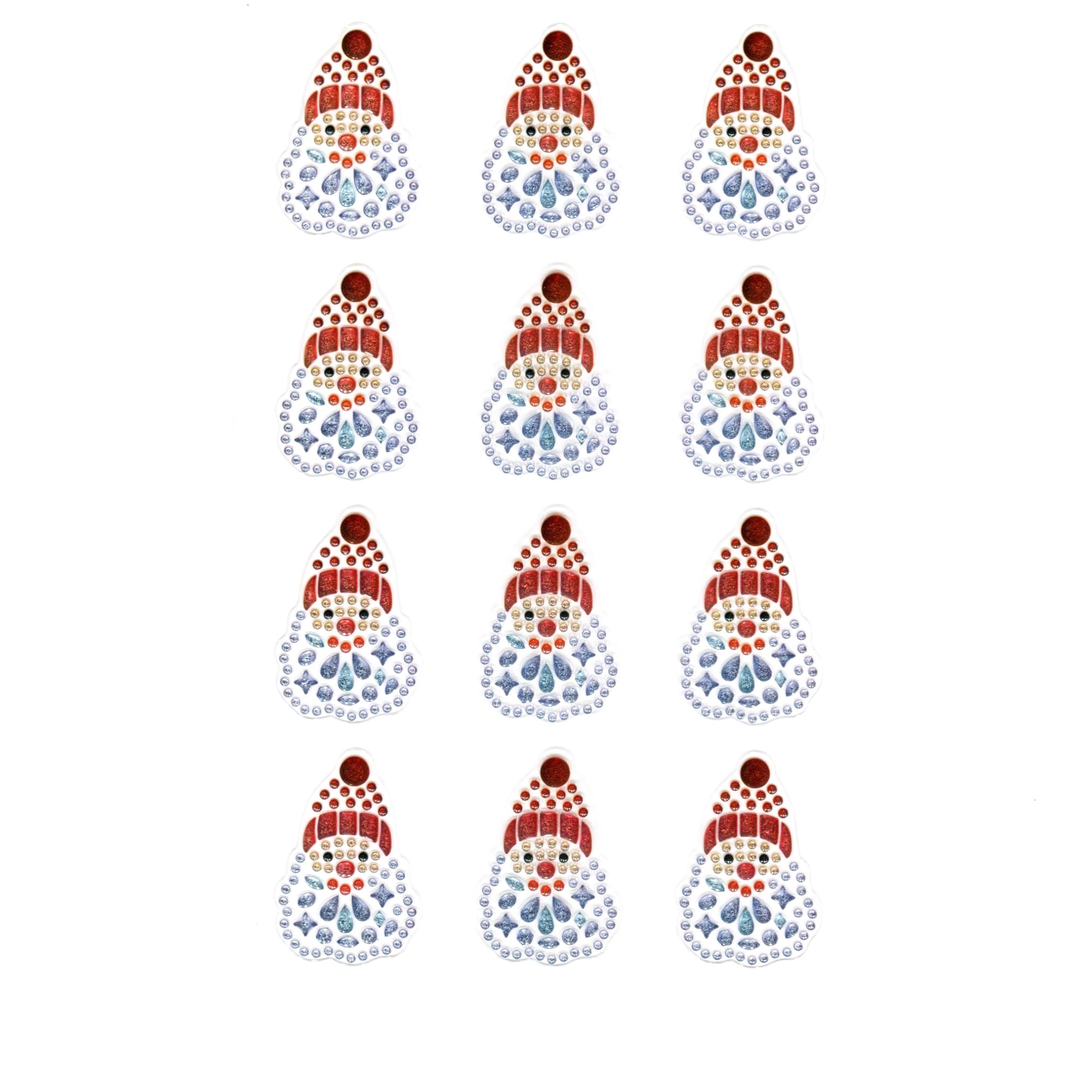Crystal Christmas Stickers for Card Making and DIY Craft (Santa Face)