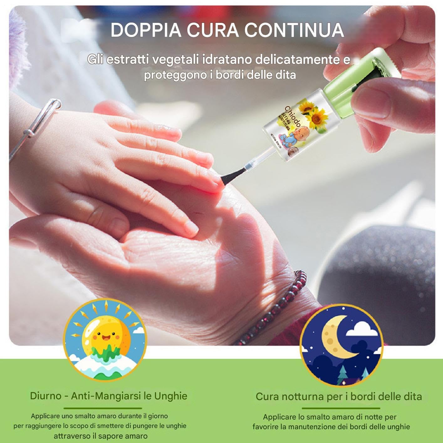 Smalto Per Unghie Toddler 10 Ml - Smalto Liquido Per La Cura Delle Unghie Al Gusto Amaro Alle Erbe, Smalto Per Prevenire Il Morso Delle Unghie Dei Bambini | Uso Giorno E Notte Per Bambini